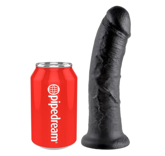 King Cock - Realistyczne Dildo Z Żyłkami I Przyssawką 20 CM Czarny Kolor Skóry